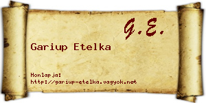 Gariup Etelka névjegykártya